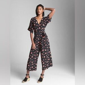 GAP Black and Red Floral Jumpsuit